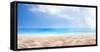 A Summer Vacation, Holiday Background of a Tropical Beach and Blue Sea and White Clouds with Sun Fl-Duncan Andison-Framed Stretched Canvas