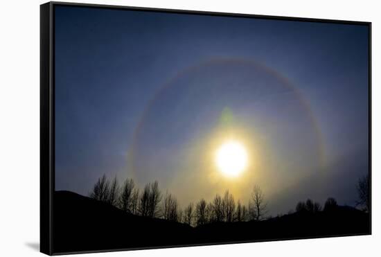 A sun halo seen in northern British Columbia-Richard Wright-Framed Stretched Canvas