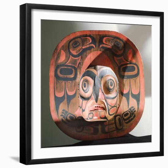 A sun mask with an eagle face in the centre which was used in the Dluwulaxa Society dances-null-Framed Giclee Print