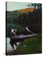 A Sunday evening by the lake-Harald Oscar Sohlberg-Stretched Canvas
