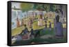 A Sunday on La Grande Jatte-Georges Seurat-Framed Stretched Canvas
