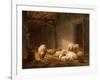 A Sunlit Barn with Ewes, Lambs and Chickens-Eugene Joseph Verboeckhoven-Framed Giclee Print