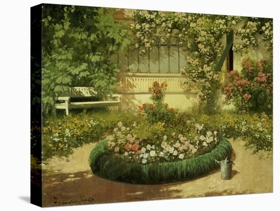 A Sunlit Flower Garden-Laszlo Neogrady-Stretched Canvas