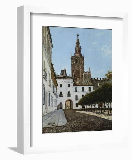 A Sunlit Square, Seville-Enrique Roldan-Framed Giclee Print