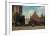 A Sunlit View of the Grote Markt with the St. Bavo Church and the Vleeshal, Haarlem (Oil on Panel)-Jan Weissenbruch-Framed Giclee Print