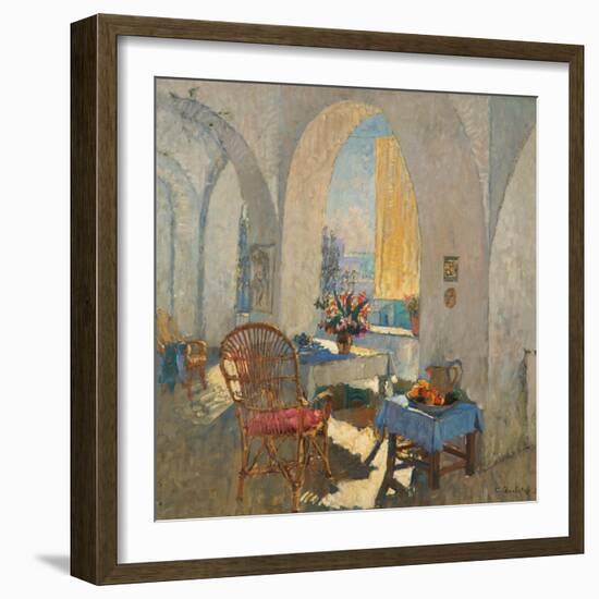 A Sunny Terrace, 1930-Konstantin Ivanovich Gorbatov-Framed Giclee Print