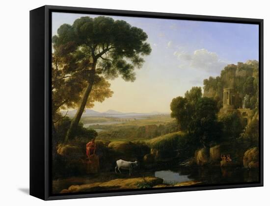 A Sunset or Landscape with Argus Guarding Io-Claude Lorraine-Framed Stretched Canvas