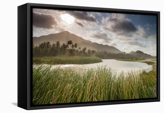 A sunset scene in Arrecifes beach, Tayrona national park, Colombia.-Alex Saberi-Framed Stretched Canvas