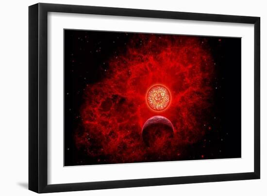 A Supernova Destroying Itself and its Planets-null-Framed Art Print
