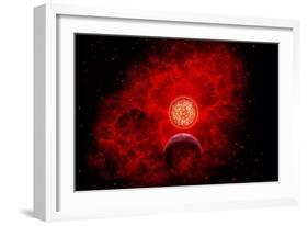 A Supernova Destroying Itself and its Planets-null-Framed Art Print