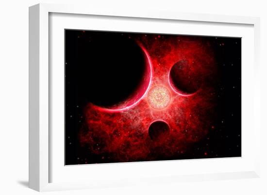 A Supernova Destroying Itself and its Planets-null-Framed Art Print