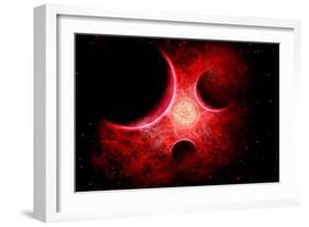 A Supernova Destroying Itself and its Planets-null-Framed Art Print