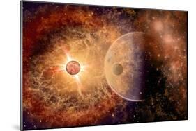 A Supernova Destroying Itself and its Planets-null-Mounted Art Print