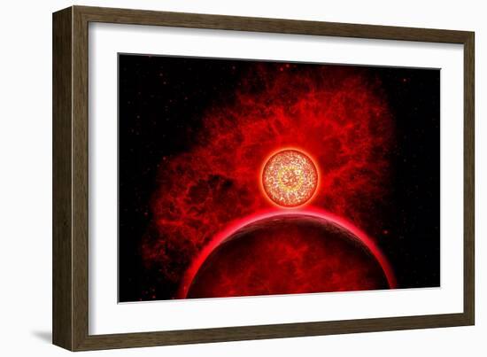 A Supernova Destroying Itself and its Planets-null-Framed Art Print