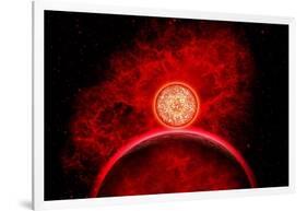 A Supernova Destroying Itself and its Planets-null-Framed Art Print