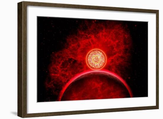 A Supernova Destroying Itself and its Planets-null-Framed Art Print