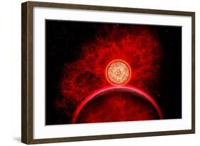 A Supernova Destroying Itself and its Planets-null-Framed Art Print