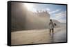 A Surfer at Black's Beach Near from the Torrey Pines State Reserve in San Diego, California-Carlo Acenas-Framed Stretched Canvas