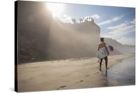 A Surfer at Black's Beach Near from the Torrey Pines State Reserve in San Diego, California-Carlo Acenas-Stretched Canvas