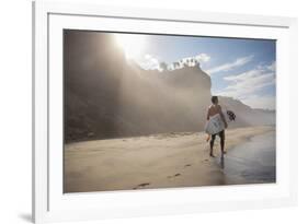 A Surfer at Black's Beach Near from the Torrey Pines State Reserve in San Diego, California-Carlo Acenas-Framed Photographic Print