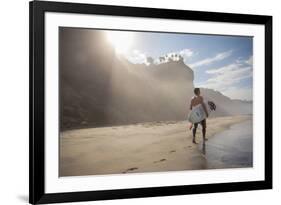 A Surfer at Black's Beach Near from the Torrey Pines State Reserve in San Diego, California-Carlo Acenas-Framed Photographic Print