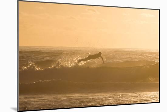 A Surfer Dives over a Wave on Praia Da Joaquina Beach on Florianopolis Island-Alex Saberi-Mounted Photographic Print