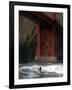 A Surfer is Dwarfed by the Northern End of the Golden Gate Bridge While Riding the Waves-null-Framed Photographic Print