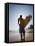 A Surfer Looks Out to the Waves at Manly Beach on Sydney's North Shore, Australia-Andrew Watson-Framed Stretched Canvas