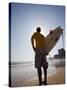 A Surfer Looks Out to the Waves at Manly Beach on Sydney's North Shore, Australia-Andrew Watson-Stretched Canvas