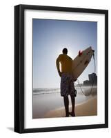 A Surfer Looks Out to the Waves at Manly Beach on Sydney's North Shore, Australia-Andrew Watson-Framed Photographic Print