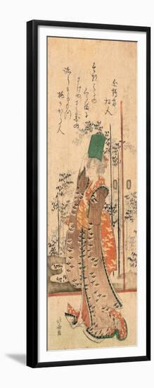 A Surimono of a Girl Holding a Book-Katsushika Hokusai-Framed Giclee Print