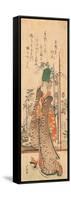 A Surimono of a Girl Holding a Book-Katsushika Hokusai-Framed Stretched Canvas
