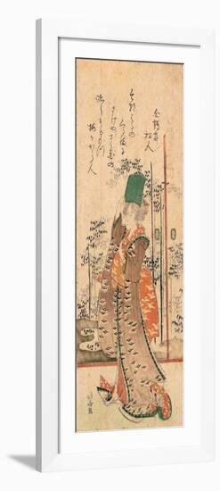 A Surimono of a Girl Holding a Book-Katsushika Hokusai-Framed Giclee Print