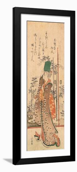 A Surimono of a Girl Holding a Book-Katsushika Hokusai-Framed Giclee Print