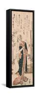 A Surimono of a Girl Reading a Handscroll-Katsushika Hokusai-Framed Stretched Canvas