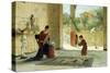 A Surprise Visitor (Oil on Canvas)-Ettore Forti-Stretched Canvas