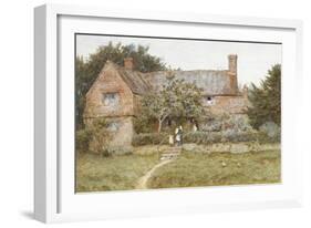 A Surrey Cottage with a Mother and Her Children (Watercolour with Scratching Out)-Helen Allingham-Framed Giclee Print