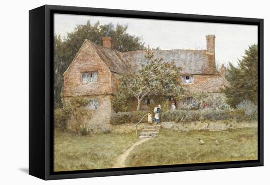 A Surrey Cottage with a Mother and Her Children-Helen Allingham-Framed Stretched Canvas