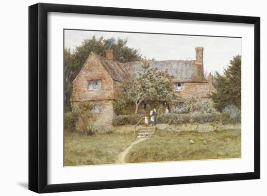 A Surrey Cottage with a Mother and Her Children-Helen Allingham-Framed Premium Giclee Print