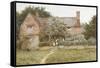 A Surrey Cottage with a Mother and Her Children-Helen Allingham-Framed Stretched Canvas