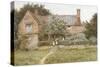 A Surrey Cottage with a Mother and Her Children-Helen Allingham-Stretched Canvas