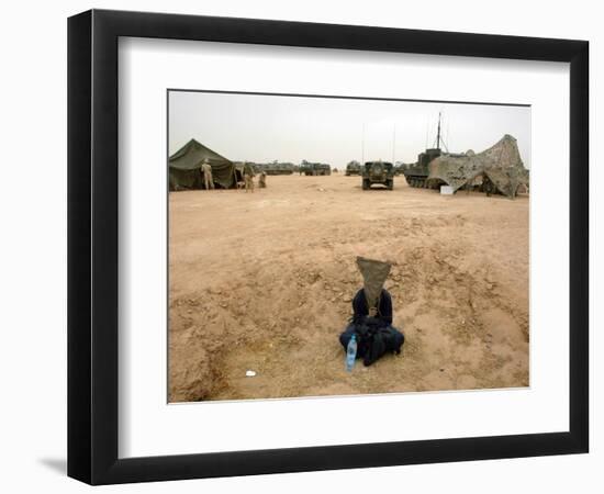 A Suspected Muqtada Al-Sadr Follower at an Us Army Base Outside Najaf-null-Framed Photographic Print