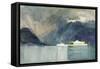 A Swiss Lake (W/C)-Alfred East-Framed Stretched Canvas
