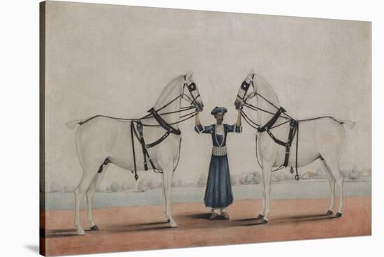A Syce  Holding Two Carriage Horses, c.1845-Shaik Muhammad Amir of Karraya-Stretched Canvas