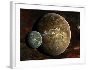 A System of Extraterrestrial Planets and their Moons-Stocktrek Images-Framed Photographic Print