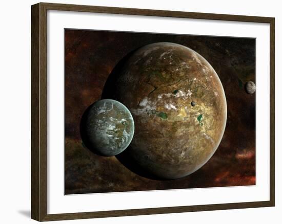 A System of Extraterrestrial Planets and their Moons-Stocktrek Images-Framed Photographic Print