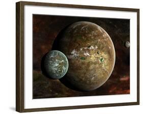 A System of Extraterrestrial Planets and their Moons-Stocktrek Images-Framed Photographic Print