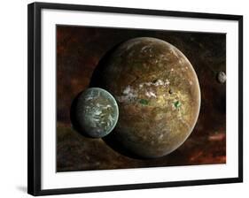 A System of Extraterrestrial Planets and their Moons-Stocktrek Images-Framed Photographic Print