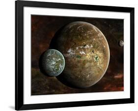 A System of Extraterrestrial Planets and their Moons-Stocktrek Images-Framed Photographic Print