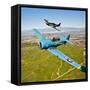 A T-6 Texan and P-51D Mustang in Flight over Chino, California-null-Framed Stretched Canvas